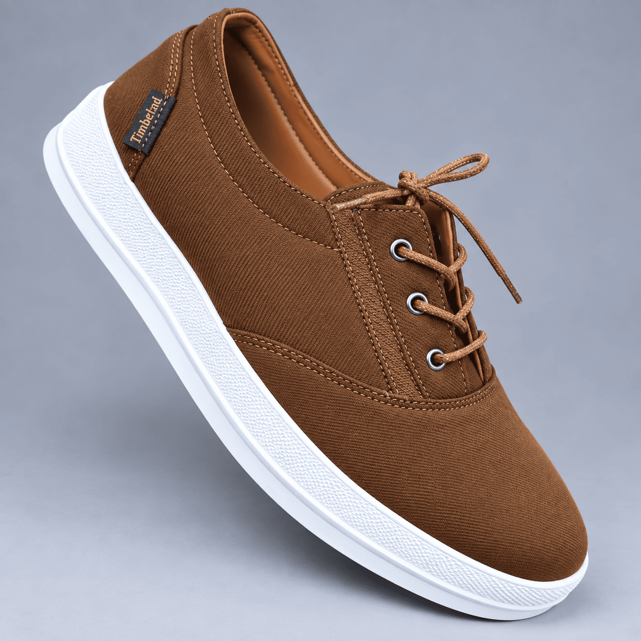 Men's Brown Canvas Lace Up Casual Sneakers