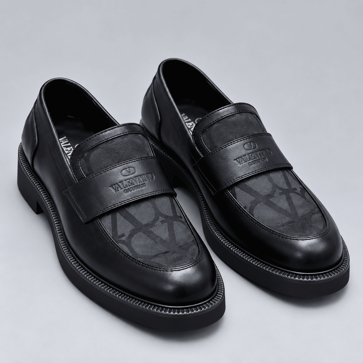 Valentino Garavani Toile Iconographe Leather Loafers