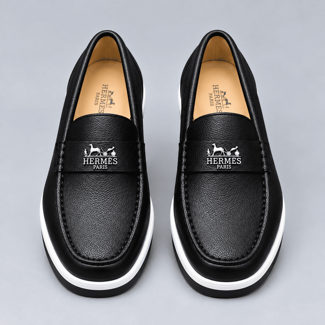 Hermes Paris Men Leather Loafers